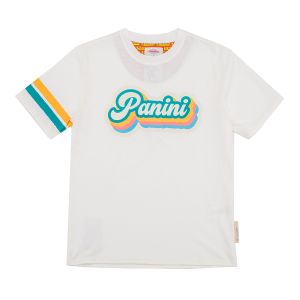 Panini T-shirt met geborduurd en gekleurd schrift